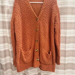 Cozy Orange Button-Up Sweater